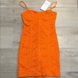 NWT- Zara Orange Lace Dress